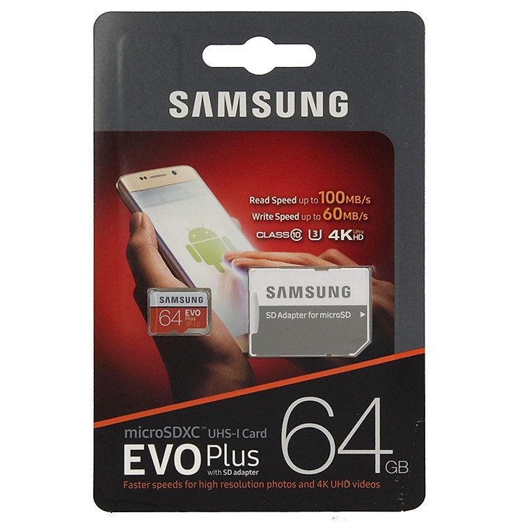 Thẻ Nhớ Micro SDXC Samsung Evo Plus 64GB Class 10 - 100MB/s (Kèm Adapter) - Hàng Nhập Khẩu