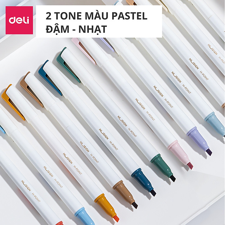 Bộ Bút Highlight 2 Đầu Nusign Deli (6 chiếc) - Ảnh 4
