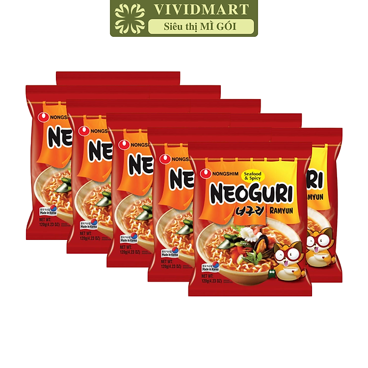 NONGSHIM - Mì Neoguri Hải sản cay, Mì Hải sản cay Neoguri Seafood & Spicy, Mì Neguri Hải sản cay (120g/gói)