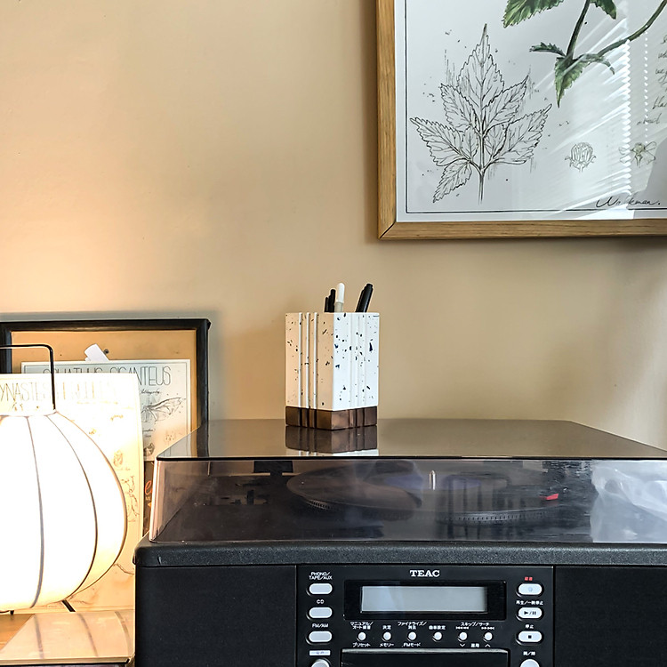 Lọ Bút Jesmonite Hai Tầng Độc Đáo (Màu Trắng) - Ảnh 3