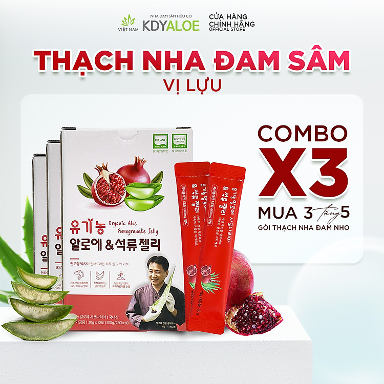 THẠCH NHA ĐAM SÂM VỊ LỰU ĐỎ KDY ALOE COMBO X3