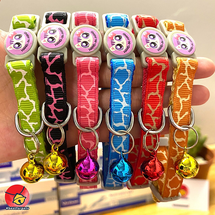 Vòng cổ có lục lạc cho chó mèo dưới 7kg - Họa tiết ngựa vằn