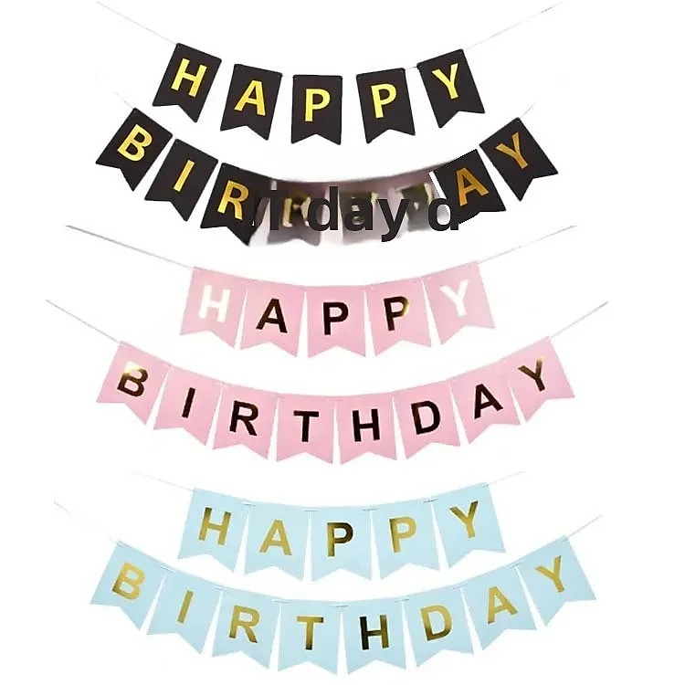 Dây Happy Birthday Đuôi Cá Nhiều Màu - Đen - Ảnh 4