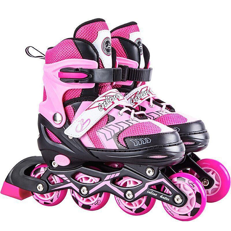 Giày trượt Patin Papaison A9 bánh có đèn sáng TẶNG BẢO HỘ CHÂN TAY GỐI - 2 màu hồng - xanh