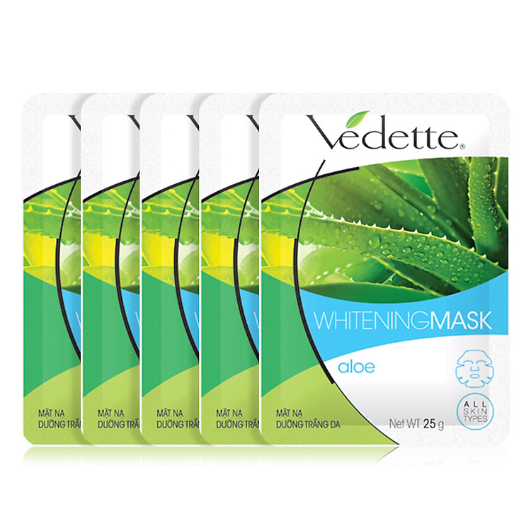 Lô 5 Mặt Nạ Giấy Dưỡng Trắng Da Vedette Nha Đam 25g