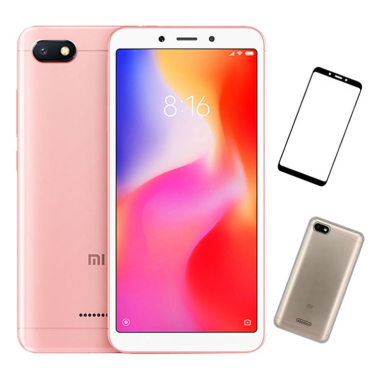Bộ Điện Thoại Xiaomi Redmi 6A (16GB / 2GB) + Dán Cường Lực 5D Full Màn + Ốp Lưng - Hàng Nhập Khẩu