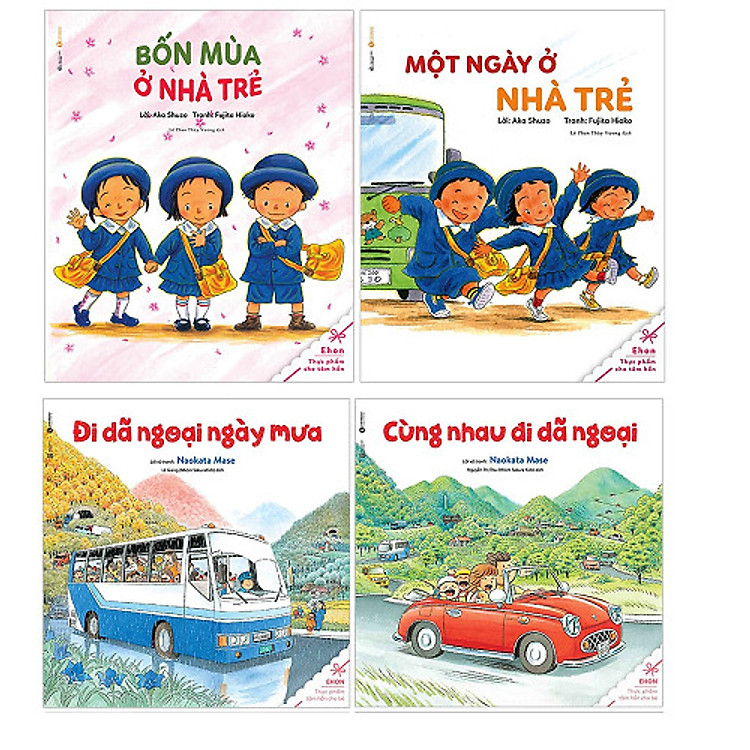 Bộ Ehon cho bé đi nhà trẻ: Một Ngày Ở Nhà Trẻ - Bốn Mùa Ở Nhà Trẻ - Cùng Đi Dã Ngoại Nào - Dã Ngoại Ngày Mưa