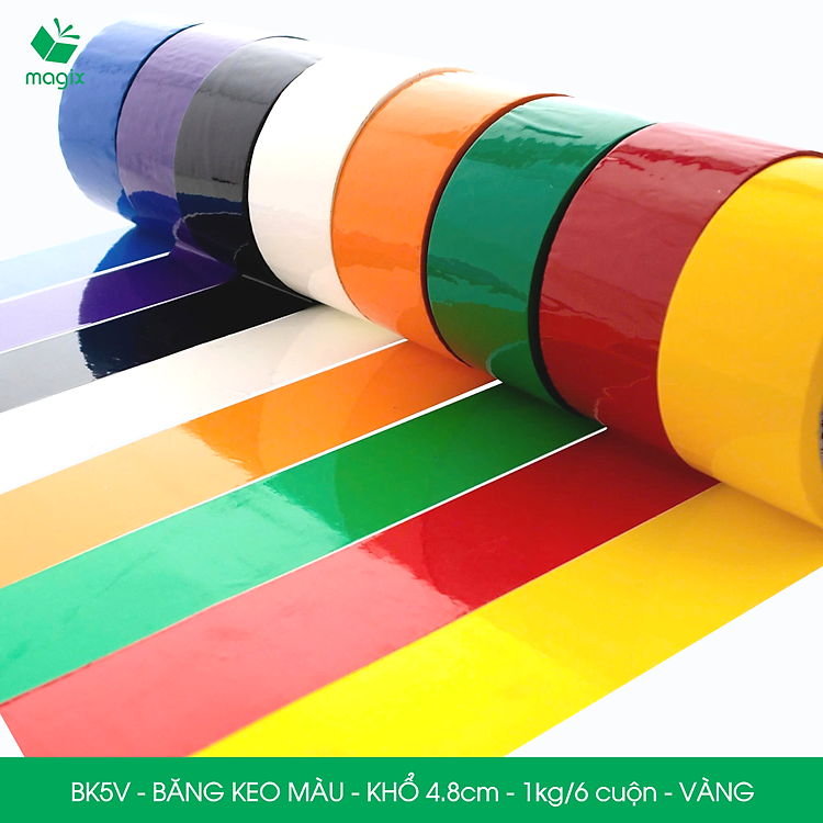 Băng keo màu khổ 4.8cm (1kg/6 cuộn) - Vàng - Ảnh 6