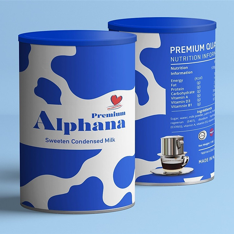 Sữa Đặc Có Đường Premium Alphana nhập khẩu Malaysia Lon 1kg thành phần đạm tỷ lệ cao đến 2.3% không Cholesterol