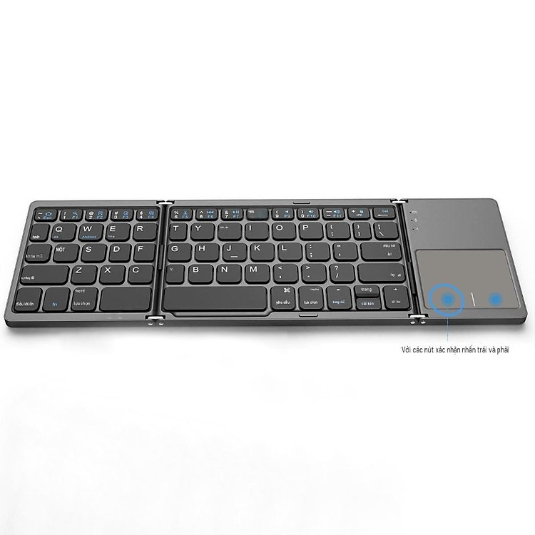 Bàn phím Gấp gọn mini không dây Bluetooth B033 có chuột touchpad - pin sạc TypeC cho PC Laptop điện thoại máy tính bảng - hàng nhập khẩu