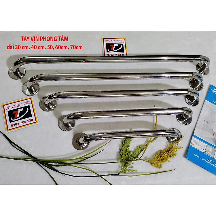 TAY VỊN PHÒNG TẮM THANH GÁC AN TOÀN INOX 304 SÁNG BÓNG -