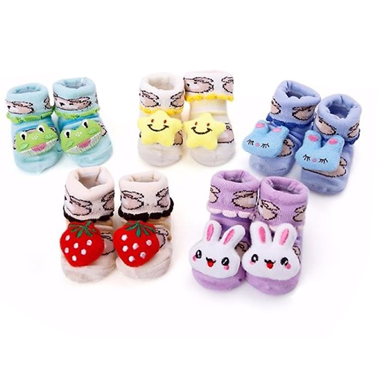 Bộ 5 đôi vớ 3D dễ thương cho bé - Giao màu và mẫu ngẫu nhiên