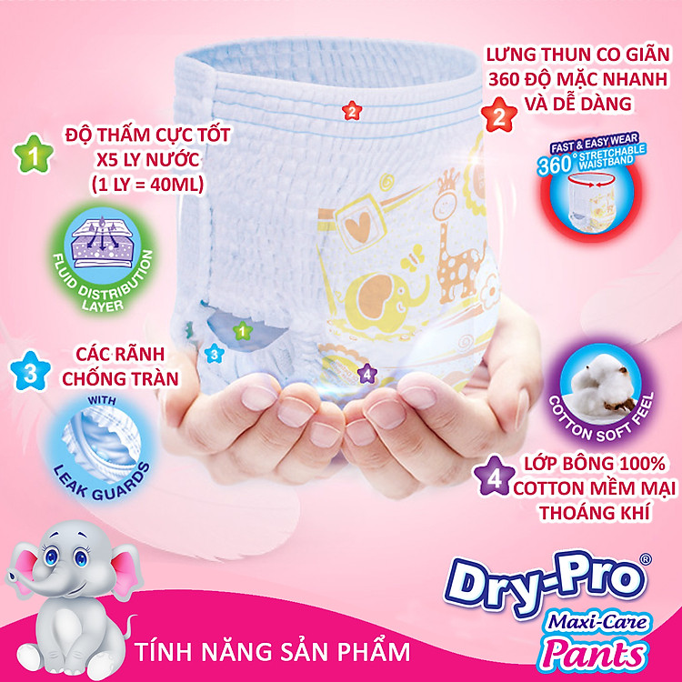 Tã quần Dry-Pro siêu thấm size M Giá rẻ - Hình ảnh 3