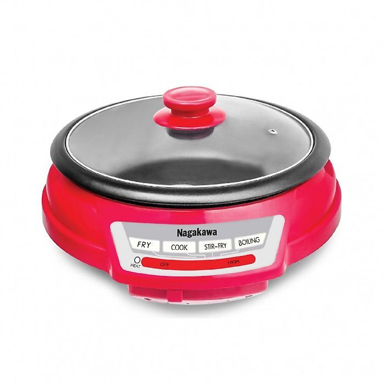 Nồi lẩu điện đa năng dung tích 3.5L Nagakawa NAG1901 lòng nồi phủ lớp chống dính Teflon, sử dụng đa năng như nấu lẩu, chiên, xào, kho thịt cá - Hàng chính hãng