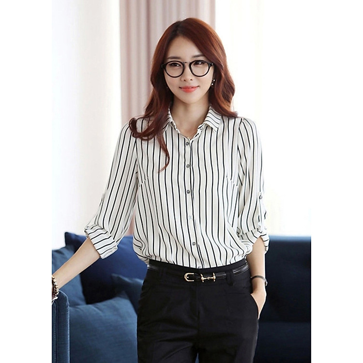 Sơ mi nữ sọc kẻ sm04