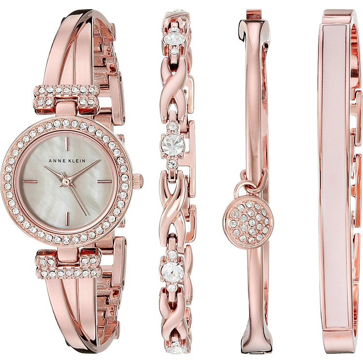 Set Đồng Hồ Kèm Vòng Tay Anne Klein AK/2238RGST Đính Pha Lê Swarovski