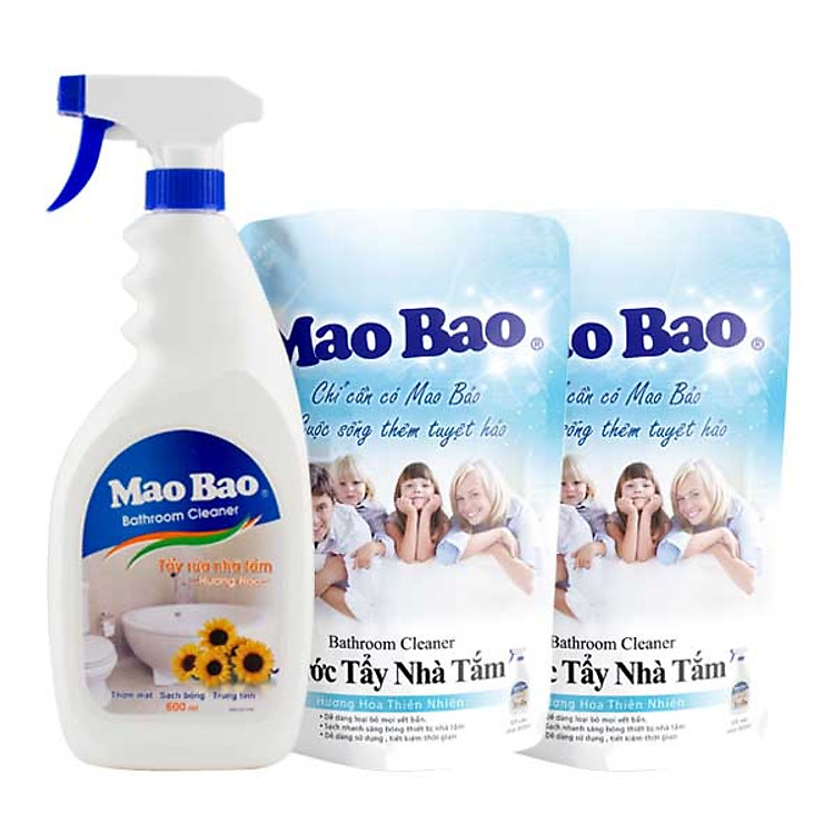 Combo 1 Chai nước tẩy nhà tắm Mao Bao 600ml + 2 Túi Nước tẩy nhà tắm Mao Bao 600ml (B)