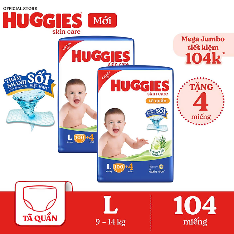 Mua Combo 2 Tã HUGGIES SKINCARE size L Đảm bảo Giá rẻ - Hình ảnh 3