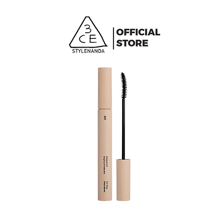 Mascara 3CE WATERPROOF LONG & CURL MASCARA #BLACK Chống Lem, Duy Trì Độ Cong, Làm Dài Mi Trong Nhiều Giờ