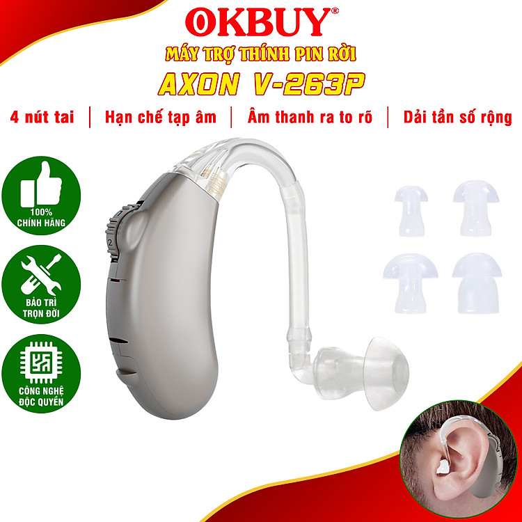 Máy trợ thính có bộ lọc tiếng ồn Axon V-263P - Kèm hộp đựng máy