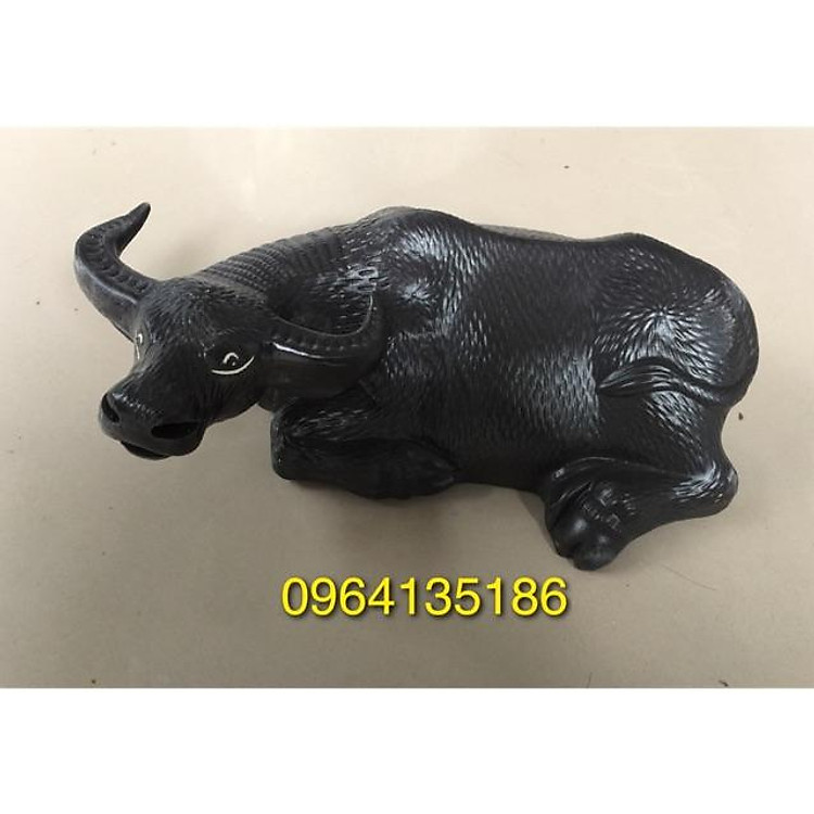 Tượng tiểu cảnh trâu nằm gốm sứ Bát Tràng