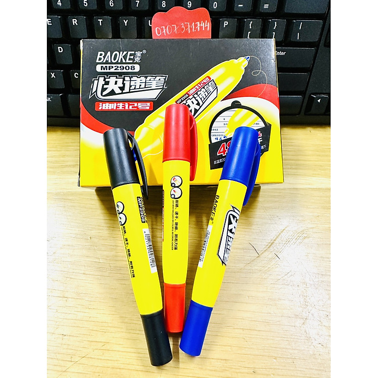 Viết Lông Dầu Baoke 2908 – Màu đen (2 đầu)