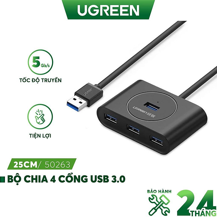 Hub USB 3.0 4 cổng tốc độ 5Gbps UGREEN CR113 - Hàng chính hãng