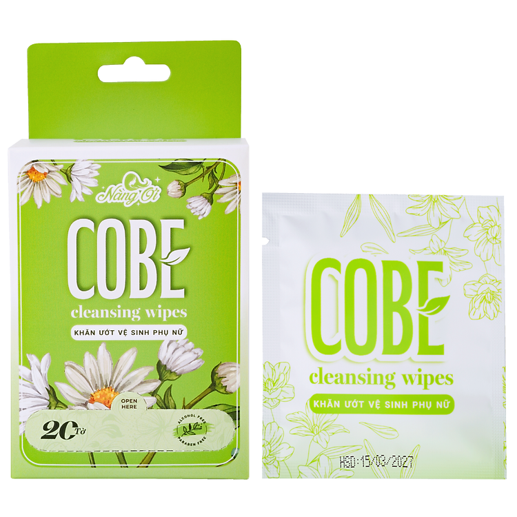Khăn Ướt Vệ Sinh Phụ Nữ Co.Be Nàng Ơi - Hộp 20 Gói Nhỏ - Hỗ Trợ Làm Sạch, Khử Mùi, Sạch Khuẩn, Giảm Ngứa
