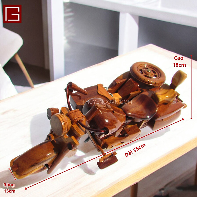 Mô Hình Mô Tô 3 Bánh Gỗ Tràm - Ảnh 2