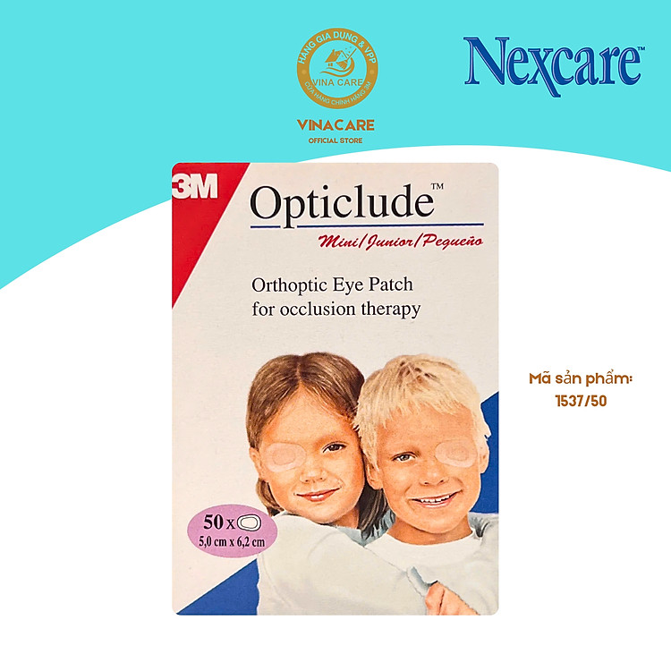 Hộp 50 miếng dán mắt tập nhược thị cho trẻ 3M 1537 cỡ bé, sản xuất tại Ba Lan