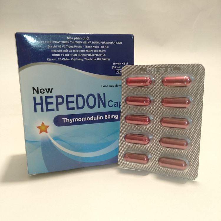 Tăng cường miễn dịch Viên uống New Hepedon Cap chứa Thymomodulin 80mg-Hộp 60 viên nang