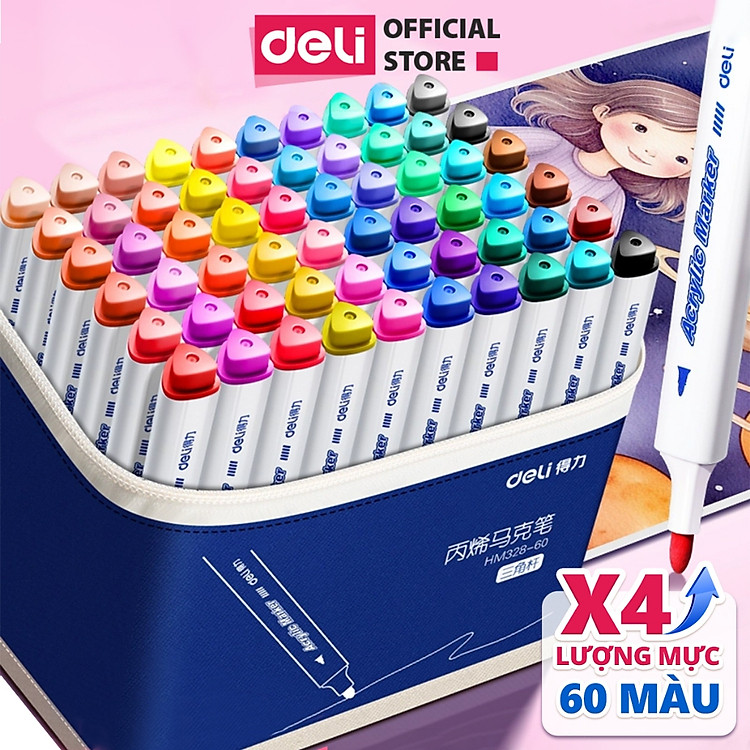 Bút Màu Acrylic Marker Deli (12 màu)