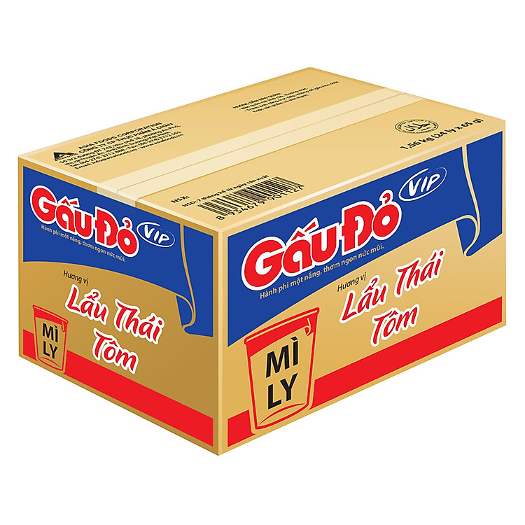 Thùng 24 Ly Mì Gấu Đỏ Vip Lẩu Thái Tôm