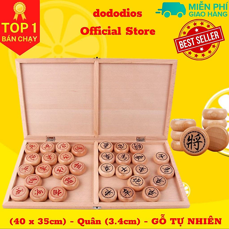 Cờ tướng gỗ tự nhiên 40x35 cm Chính hãng Tiết kiệm - Hình ảnh 4