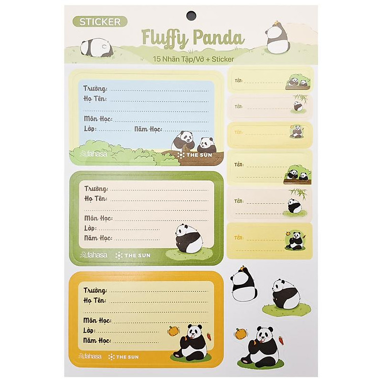 Nhãn Vở Fluffy Panda 3 Ô (15 nhãn) - Ảnh 2