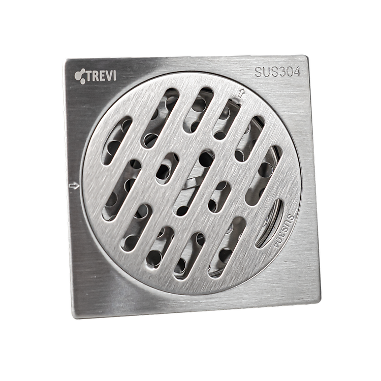 Ga thoát sàn, dạng lưới, màu Nickel, chất liệu Thép, kích thước 100*100mm, hiệu Trevi