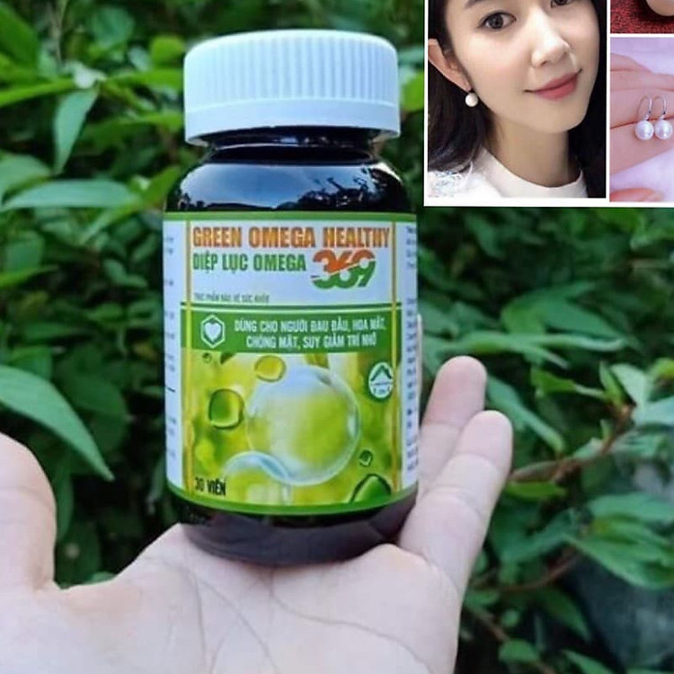 Thực phẩm bảo vệ sức khỏe Green Omega Heathy Diệp Lục Omega 3,6,9 ( 30 viên) + Tặng hoa tai ngọc trai cực xinh