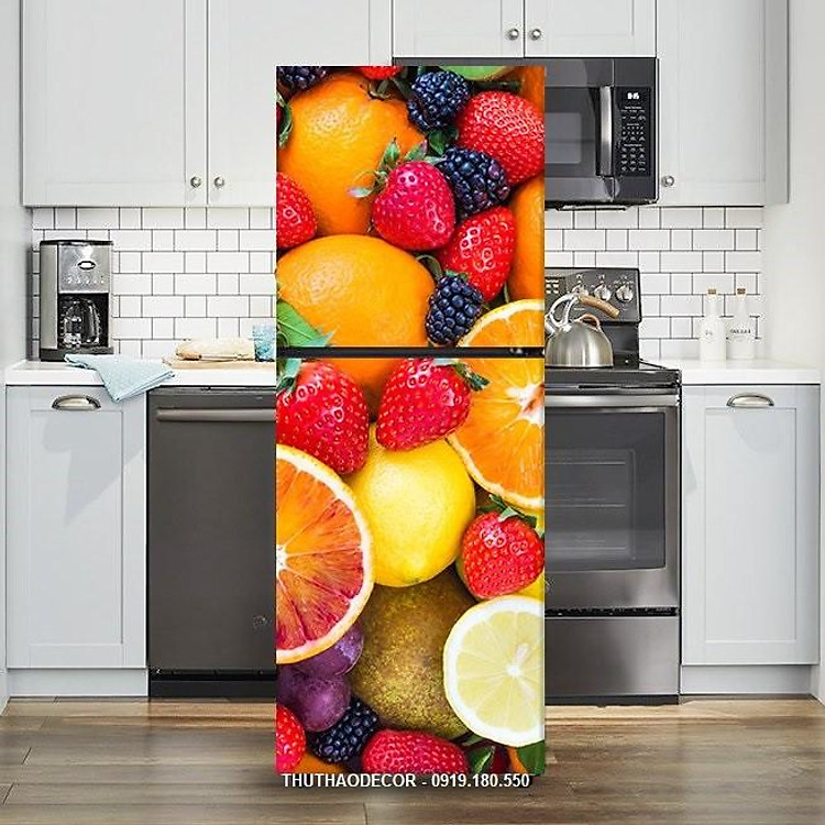 Miếng dán tủ lạnh TRÁI CÂY ( Chất liệu cao cấp siêu bền)