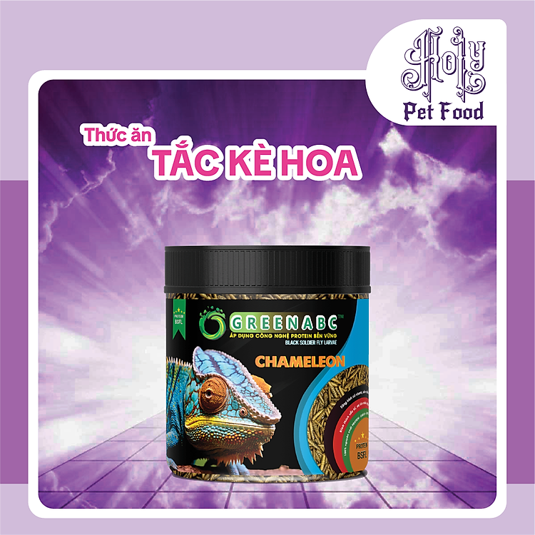 Thức ăn bò sát Tắc Kè Hoa - Chameleon food - Tiêu hóa tốt, Lên màu đẹp, tăng đề kháng - hộp 68g