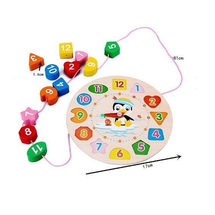 Đồ chơi đồng hồ gỗ ghép hình cho bé Chính hãng Tiết kiệm - Hình ảnh 2
