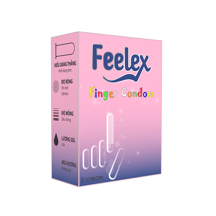 Bao cao su ngón tay Feelex Finger Condom nhiều gel hộp 12 bcs