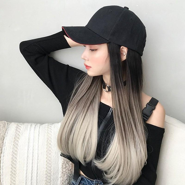 Mũ tóc giả Phụ nữ với tóc giả thời trang Tóc giả nữ có thể tháo rời mùa hè cho phụ nữ tóc dài có mũ trùm đầu ren nguyên khối bọc tóc giả tóc thật xu hướng