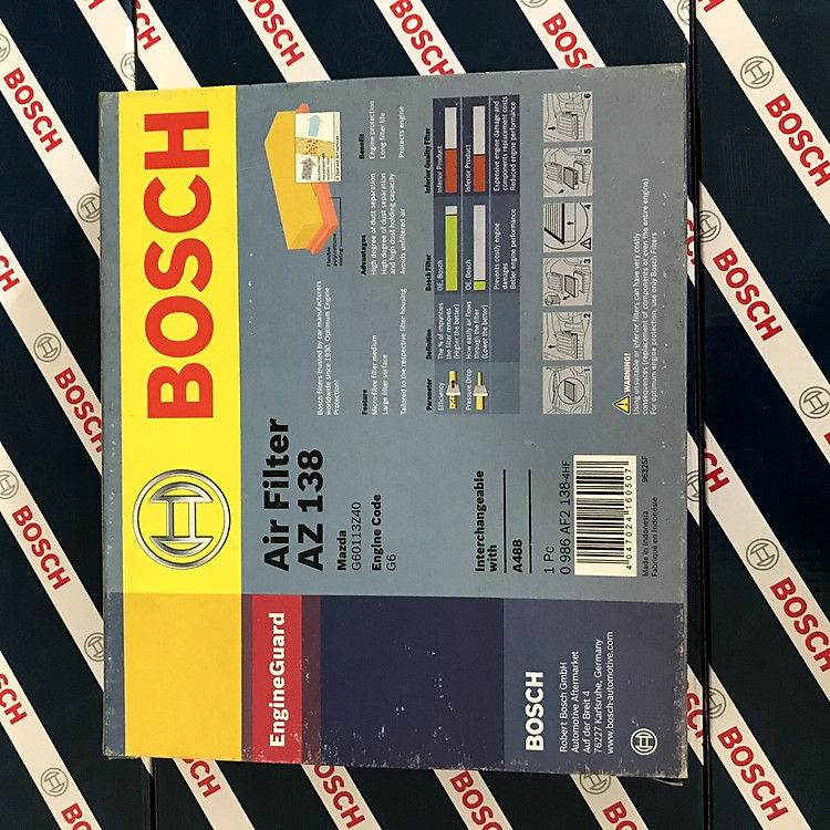 Lọc Gió Bosch AZ138 - Ford-Everest 2.6i (05~08) , Ranger 2.5 (02~07) Mazda BT-50 2.2 , 2.6 (06~11)