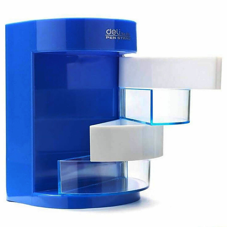 Khay Cắm Bút 4 Ngăn Xoay Deli 0904 - Màu Xanh - Ảnh 2