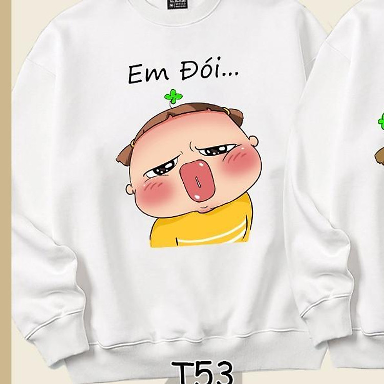 Áo Sweater cặp đôi quỳnh AK em đói, ăn anh này dễ thương Mr.Buffalo