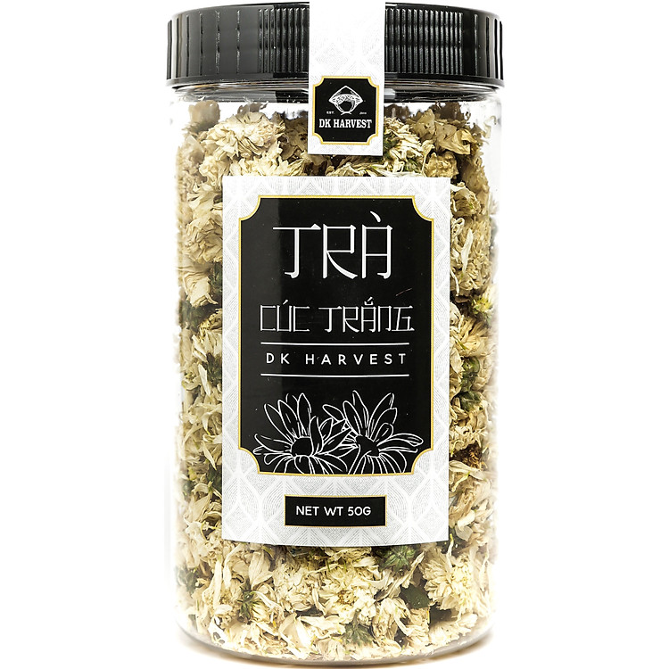 Trà Hoa Cúc Trắng Sấy Khô Nguyên Bông DK Harvest - 50g - có vị đắng, cay, tính mát, tác dụng thanh nhiệt, hạ hỏa, giải độc.