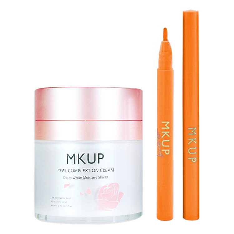 Son bút dạng lì Mkup và Kem dưỡng ẩm trắng da Mkup