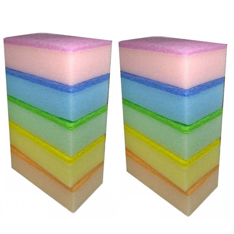 Set 10 miếng xốp rửa bát có 1 mặt ráp (mẫu mới) nội địa Nhật Bản tặng khăn lau 7DAYS (Màu ngẫu nhiên)