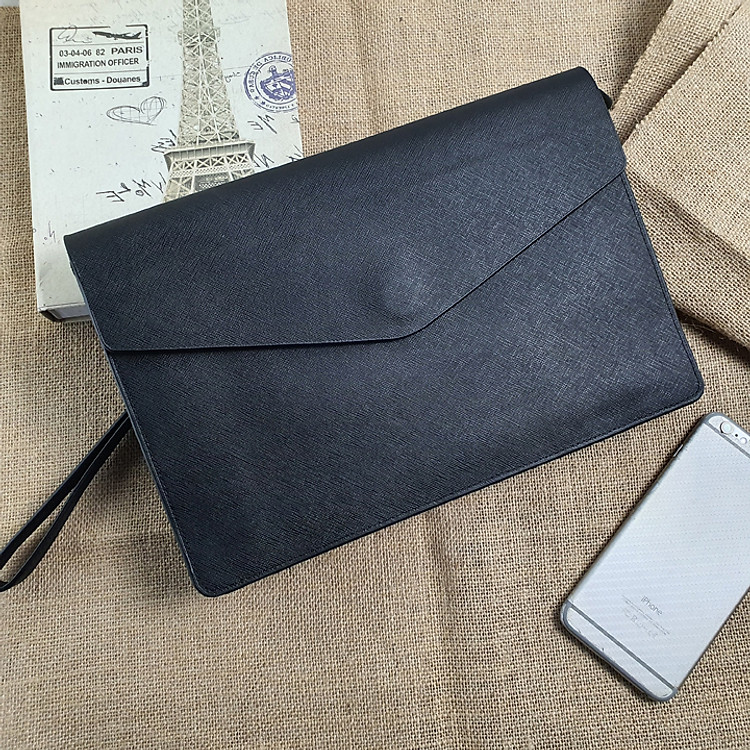 Clutch nam túi cầm tay kích thước A4 chất liệu da Safiano CL123 - 100% da bò thật, BH 3 năm