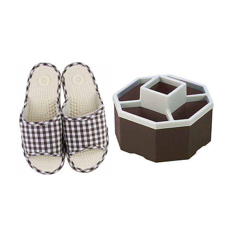 Bộ dép đi trong nhà có gai massage + tặng khay đựng đồ gọn gàng - Hàng nội địa Nhật